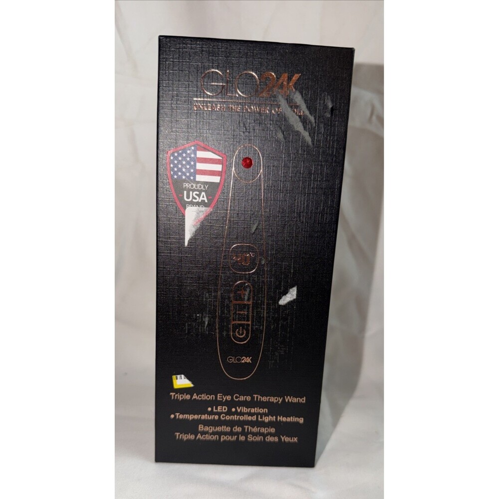 GLO24K Triple Action Eye Care Therapy Wand *LED *Vibration *Temperature Control